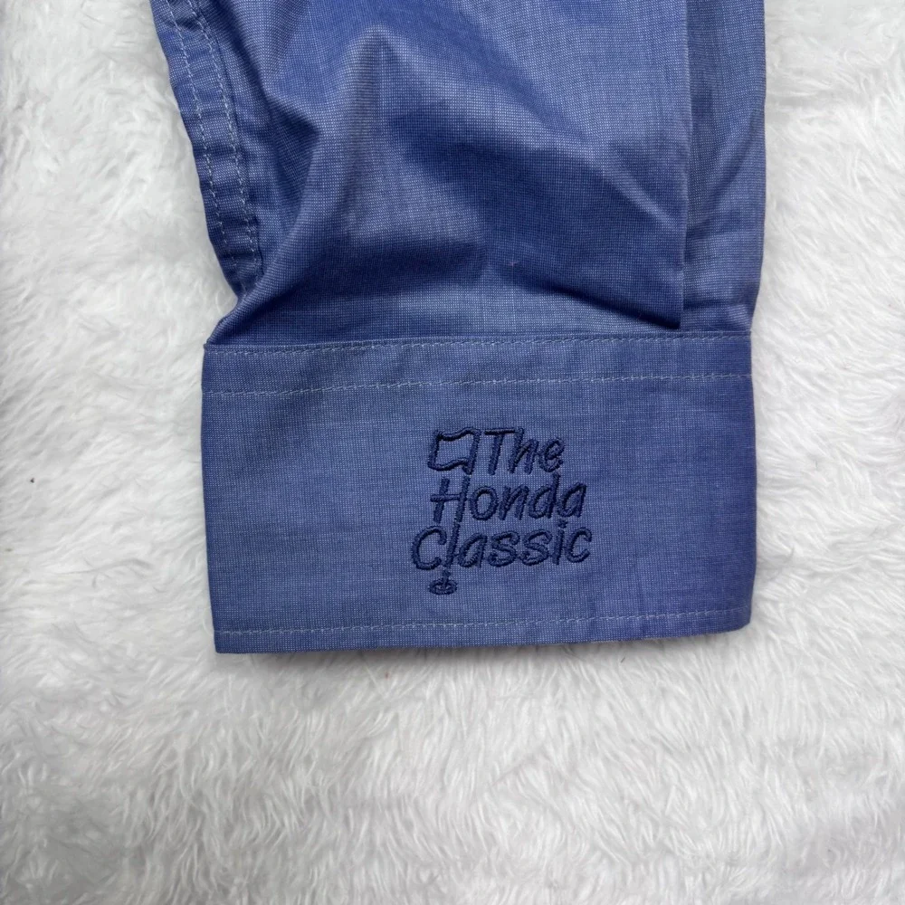 Fairway & Greene Button Down Shirt Men Large Blue Honda Classic Golf‎ Flip Cuff